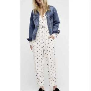 FREE PEOPLE Star Eyes Cream Long Sleeve Jumpsuit XS NEW